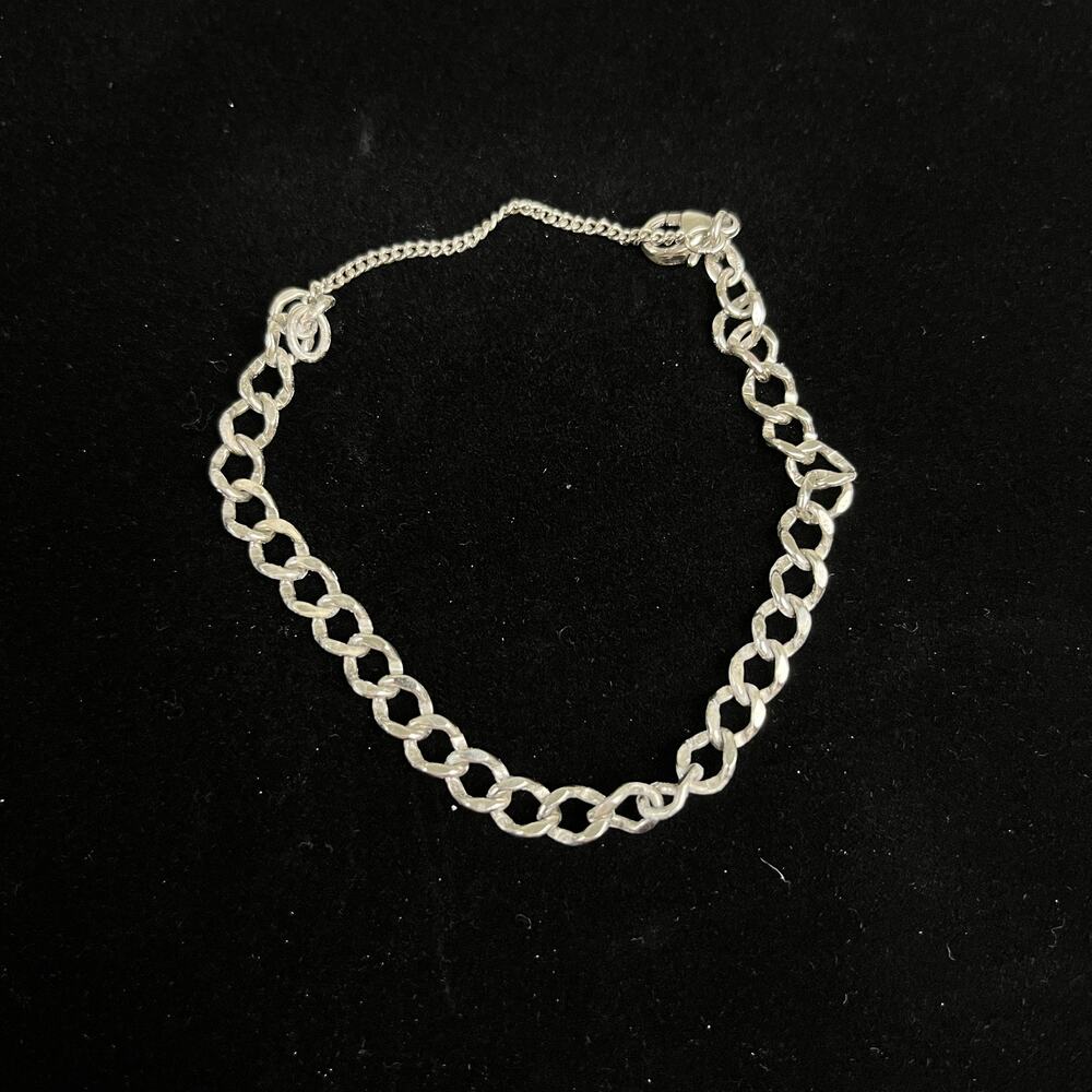 James Avery Sterling Silver Textured Curb Charm Bracelet Safety Chain 7"